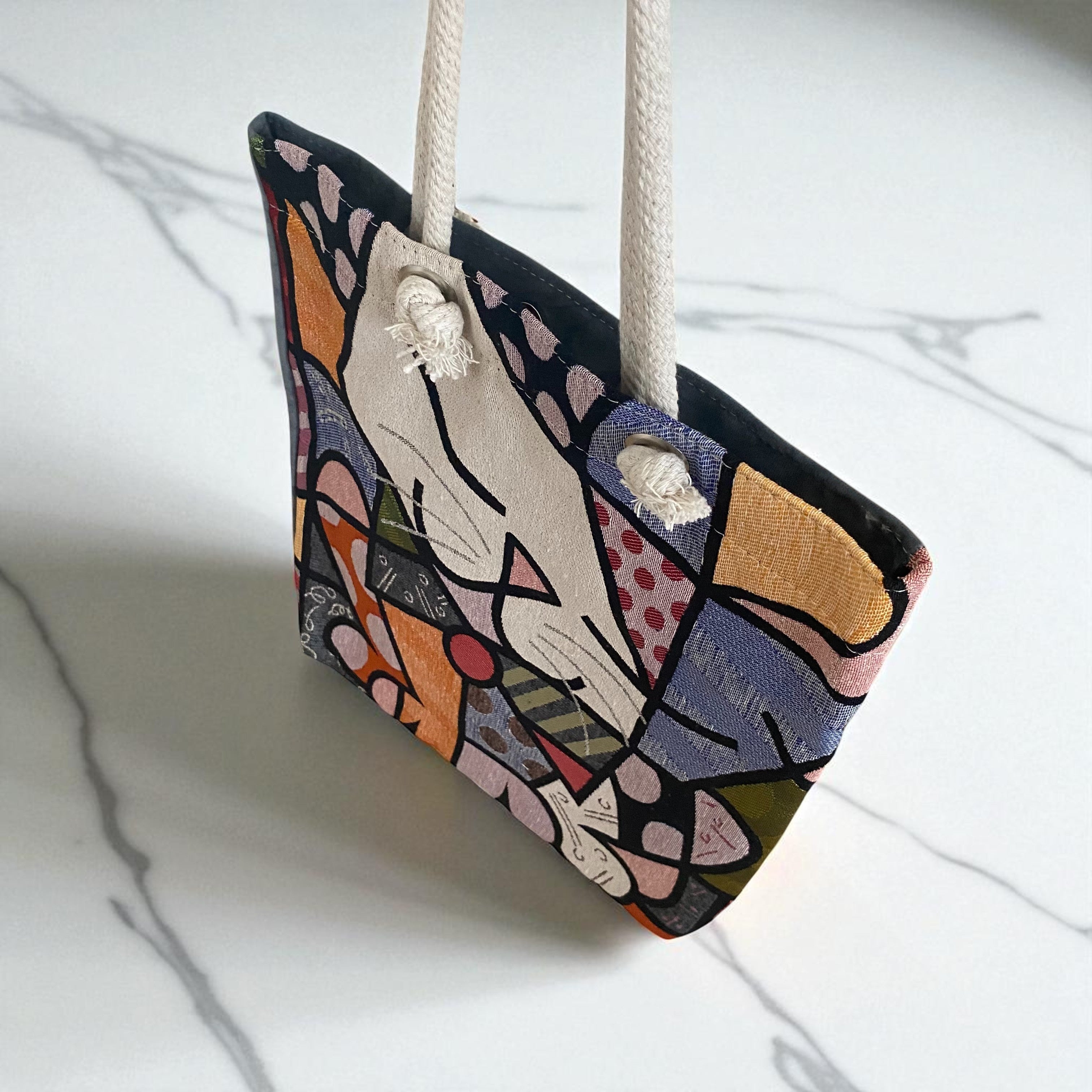 Schulter-Tasche Cubist Cat