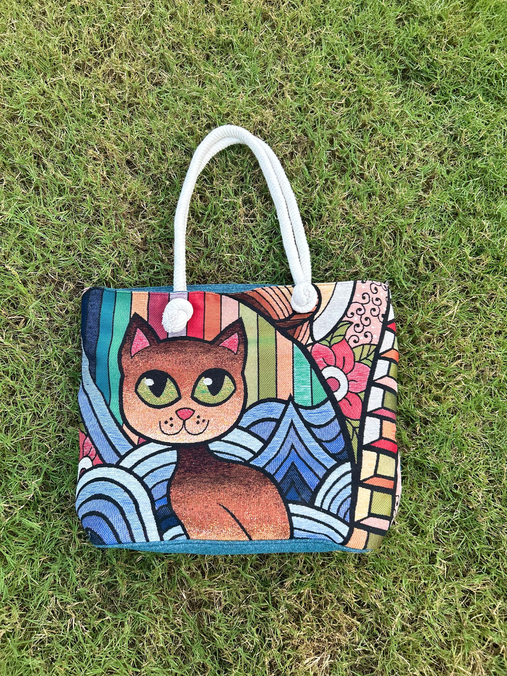 Strand-Tasche Katze Kunterbunt