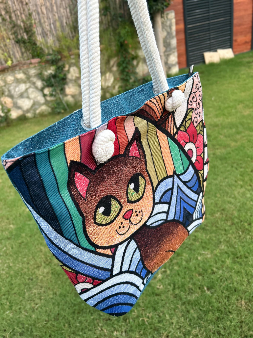 Strand-Tasche Katze Kunterbunt